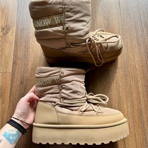 Winter snow boots camel beige brown